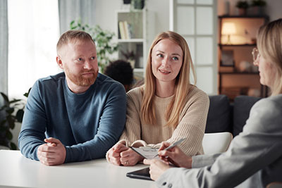 Couple in a home study interview